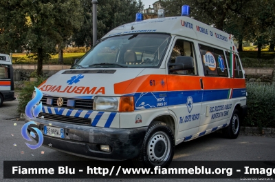 Volkswagen Transporter T4
Pubblica Assistenza Società Soccorso Pubblico Montecatini Terme (PT)
Allestita Mariani Fratelli
CODICE AUTOMEZZO: 61 - UMS01
Parole chiave: Volkswagen Transporter_T4 Ambulanza