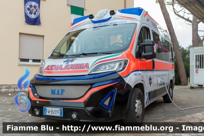 Fiat Ducato X290
Pubblica Assistenza Rosignano Marittimo ODV (LI)
Allestita MAF
Codice Automezzo: 100
Parole chiave: Fiat Ducato_X290 Ambulanza