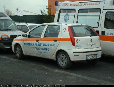 Fiat Punto III serie
Pubblica Assistenza Società Riunite Pisa
Sezione Campo
Parole chiave: Fiat Punto_IIIserie 118_Pisa Servizi_Sociali PA_SR_Pisa