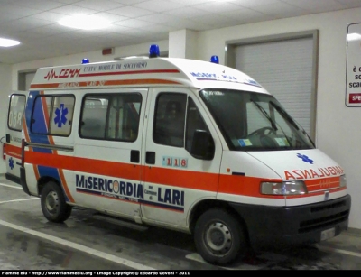 Fiat Ducato II serie
Misericordia nel comune di Lari
Allestita Mariani Fratelli
Parole chiave: Fiat Ducato_IIserie Ambulanza