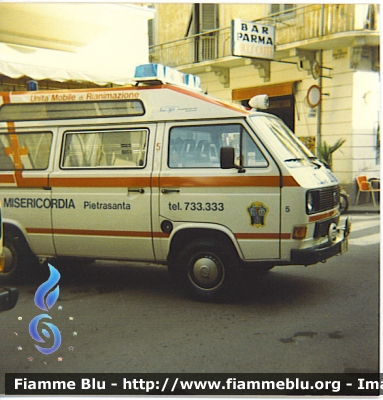 Volkswagen Transporter T3
Misericordia di Pietrasanta (LU)
*Ceduta all'Humanitas di Salerno*
Allestita MAF
Parole chiave: Volkswagen Transporter_T3 Ambulanza