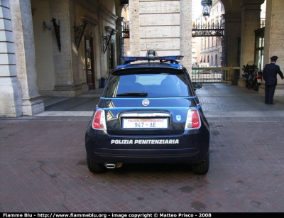 Fiat Nuova 500
Polizia Penitenziaria
Autovettura Utilizzata dal Nucleo Radiomobile per i Servizi Istituzionali
POLIZIA PENITENZIARIA 947 AE
Parole chiave: Fiat Nuova_500 PoliziaPenitenziaria947AE