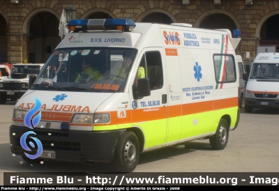 Fiat Ducato II Serie
12 - Società Volontaria di Soccorso Livorno
Sezione Ardenza La Rosa - Livorno Sud
Allestita Alessi & Becagli
Parole chiave: Fiat Ducato_IIserie 118_Livorno Ambulanza SVS_Livorno