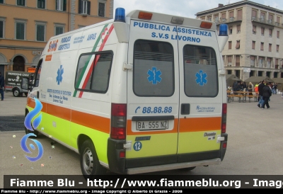 Fiat Ducato II Serie Maxi
12 - Società Volontaria di Soccorso Livorno
Sezione Ardenza La Rosa - Livorno Sud
Allestita Alessi & Becagli
Parole chiave: Fiat Ducato_IIserie 118_Livorno Ambulanza SVS_Livorno