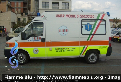 Fiat Ducato II serie
Pubblica Assistenza Centro Radio Soccorso Borgo San Lorenzo
Allestita MAF
Parole chiave: Fiat Ducato_IIserie 118_Firenze Ambulanza PA_CRS_Borgo_San_Lorenzo