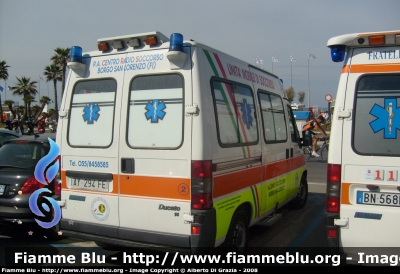 Fiat Ducato II serie
Pubblica Assistenza Centro Radio Soccorso Borgo San Lorenzo
Allestita MAF
Parole chiave: Fiat Ducato_IIserie 118_Firenze Ambulanza PA_CRS_Borgo_San_Lorenzo