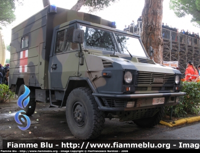 Iveco VM90
Esercito Italiano
Reparto Specializzato: Sanità Militare
Automezzo Versione Ambulanza Militare
EI CF 552
Parole chiave: Iveco_VM90_Esercito_festa_della_folgore