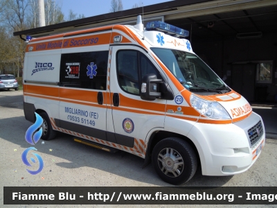 Fiat Ducato X250
Nico Soccorso Migliarino (FE)
 Postazione 118 Migliarino 
in convenzione con Ferrara Soccorso
 Ambulanza Nico 20
 Allestimento Cevi Carrozzeria Europea 
Seconda versione con barra a led
Parole chiave: Fiat Ducato_X250 Ambulanza