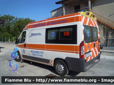 Fiat Ducato X250
Nico Soccorso Migliarino (FE)
 Postazione 118 Bosco Mesola 
in convenzione con Ferrara Soccorso
 Ambulanza Nico 21
 Allestimento MAF
Parole chiave: Fiat Ducato_X250 Ambulanza