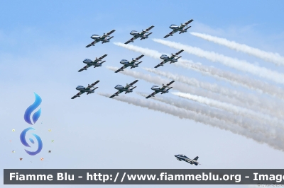 Aermacchi MB339PAN
Aeronautica Militare Italiana
313° Gruppo Addestramento Acrobatico
Stagione esibizioni 2023
Rimini Air Show 2023
Parole chiave: Aermacchi MB339PAN Air_Show_2023