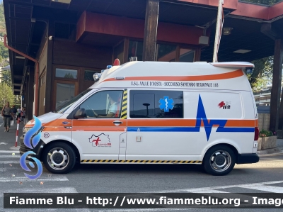 Volkswagen Transporter T5 Restyle
AUSL Valle d'Aosta
Soccorso Sanitario Regionale
118 Valle d'Aosta -
Vallee d'Aoste Secours
Mezzo n.371
Allestita Orion
Parole chiave: Volkswagen Transporter_T5_Restyle Ambulanza