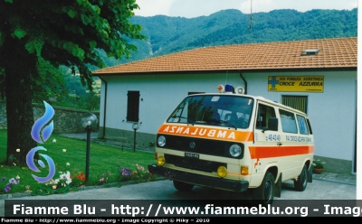 Volkswagen Transporter T3
Pubblica Assistenza Croce Azzurra Comano
Sigla Veicolo: "Comano 01"
*Primo veicolo dell'Associazione in servizio dal 1984 al 2001, ora dismesso e donato alla Pubblica Assistenza di Vallinfreda (Roma), qua ritratto nella prima versione cromatica*
Parole chiave: Volkswagen Transporter_T3 Ambulanza