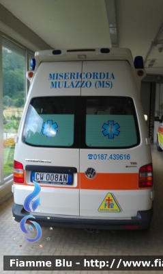 Volkswagen Transporter T5
Misericordia di Mulazzo (MS)
Ambulanza medicalizzata 
Postazione "Charlye 8" presso P.E.T. del Pronto Soccorso dell'Ospedale di Pontremoli
Allestimento EDM

Muletto sostitutivo del Fiat Ducato III Serie
Parole chiave: Volkswagen Transporter_T5 Ambulanza