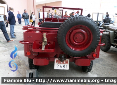 Jeep Willys
Polizia di Stato
Reparto Celere 
Esemplare esposto presso il Museo delle auto della Polizia di Stato
POLIZIA 2681
Parole chiave: Jeep Willys POLIZIA2681