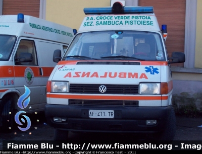 Volkswagen Transporter T4 Syncro
P.A. Croce Verde Pistoia (PT)
Sezione Sambuca Pistoiese
Allestita Aricar
CODICE AUTOMEZZO: 30
Parole chiave: Volkswagen Transporter_T4 Ambulanza 118_Pistoia