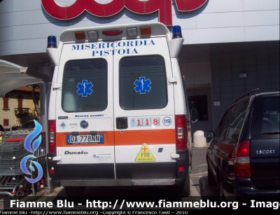 Fiat Ducato III Serie
Misericordia Di Pistoia
Allestita Mariani Fratelli
CODICE AUTOMEZZO: 119
Sostituisce il Mercedes Spinter I serie
Parole chiave: Fiat Ducato_IIIserie Ambulanza 118_Pistoia