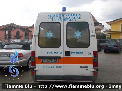 Fiat Ducato II serie
Misericordia Valle della Bure e Candeglia (PT)
Allestita Mariani Fratelli
Riallestita Maf
CODICE AUTOMEZZO: 106
Precedentemente appartenuta alla Misericordia Di Valdibrana e Uzzo
Veicolo Dismesso
Parole chiave: Fiat Ducato_II