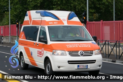 Volkswagen Transporter T5
Croce Bianca Val Sarentino (BZ)
Weisses Kreuz Sarntal
Allestita Ambulanz Mobile - Hornis Silverline
WK 497 - 654
PC ZS 0GK

Parole chiave: Volkswagen Transporter_T5 Ambulanza PCZS0GK