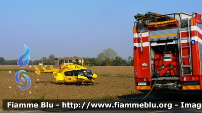 Eurocopter EC145 EC-LKN
Servizio Elisoccorso Regionale Emilia Romagna
Postazione di Parma (Eurocopter EC145 EC-LKN) 
con APS Mercedes Benz - Actros (allestimento BAI) in servizio presso il distaccamento di Fiorenzuola d'Arda, Comando provinciale di Piacenza
Parole chiave: Eurocopter EC145 EC-LKN