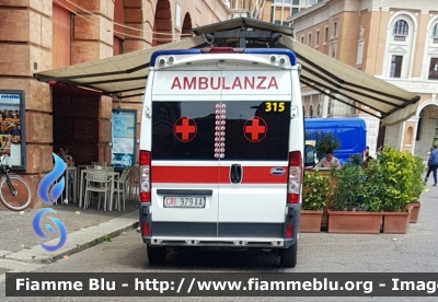 Fiat Ducato X250
Croce Rossa Italiana
Comitato Locale di Forlimpopoli Bertinoro (FC)
Tango 315
Allestimento Aricar - Life I
CRI 979 AA
Parole chiave: Fiat Ducato_X250 Ambulanza CRI979AA