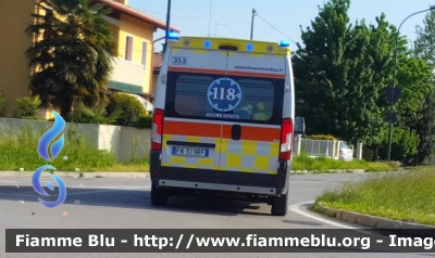 Fiat Ducato X290
Cooperativa sociale Castel Monte Onlus
Ambulanza convenzionata
SUEM 118 Treviso Emergenza
Ospedale di Oderzo (TV)
Allestimento Class 
"353"
Parole chiave: Fiat Ducato_X290 Ambulanza