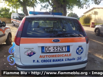 Ford Focus II serie
Croce Bianca L'Aquila
Automedica
Trasporto Urgente Organi e Sangue
Automezzo 20
