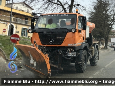 Mercedes-Benz Unimog U20
Comune di L’Aquila 
Allestimento Giletta con lama sgombraneve e spargisale 
Parole chiave: Mercedes-Benz Unimog_U20