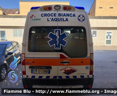 Reneult Master IV serie 
Pubblica Assistenza Croce Bianca L’Aquila 
Allestimento MAF 
Parole chiave: Renault Master_IVserie Ambulanza