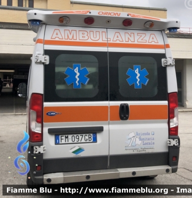 Fiat Ducato X290 
ASL n1 Avezzano Sulmona L’Aquila 
118 Abruzzo Soccorso 
Allestimento Orion 
Parole chiave: Fiat Ducato_X290