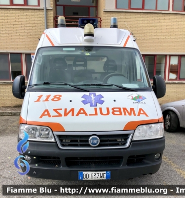 Fiat Ducato III serie 
118 Abruzzo soccorso 
ASL n1 Avezzano Sulmona L’Aquila 
C.O. Di L’Aquila 
Allestimento Fast 
Parole chiave: Ambulanza Fiat Ducato III serie