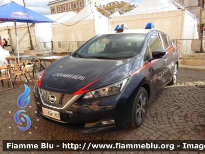 Nissan Leaf II serie 
Carabinieri
Comando Carabinieri Unità per la tutela Forestale Ambientale ed Agroalimentare 
Allestimento Cita Seconda
CC ED 103
Parole chiave: Nissan Leaf_IIserie CCED103