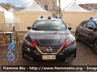 Nissan Leaf II serie 
Carabinieri
Comando Carabinieri Unità per la tutela Forestale Ambientale ed Agroalimentare 
Allestimento Cita Seconda
CC ED 103
Parole chiave: Nissan Leaf_IIserie CCED103