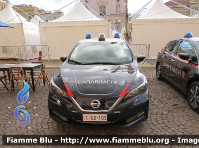 Nissan Leaf II serie 
Carabinieri
Comando Carabinieri Unità per la tutela Forestale Ambientale ed Agroalimentare 
Allestimento Cita Seconda
CC ED 103
Parole chiave: Nissan Leaf_IIserie CCED103