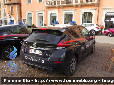 Nissan Leaf II serie 
Carabinieri
Comando Carabinieri Unità per la tutela Forestale Ambientale ed Agroalimentare 
Allestimento Cita Seconda
CC ED 103
Parole chiave: Nissan Leaf_IIserie CCED103