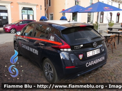 Nissan Leaf II serie 
Carabinieri
Comando Carabinieri Unità per la tutela Forestale Ambientale ed Agroalimentare 
Allestimento Cita Seconda
CC ED 103
Parole chiave: Nissan Leaf_IIserie CCED103